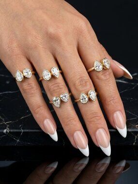 Pear Cut Lab Diamond 14K Open Multi Ring Collection